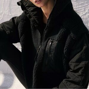 FP movement Black Sherpa teddy fleece full zip Jacket